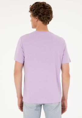 Erkek Regular Fit Bisiklet Yaka Lila Tişört - 50281078056