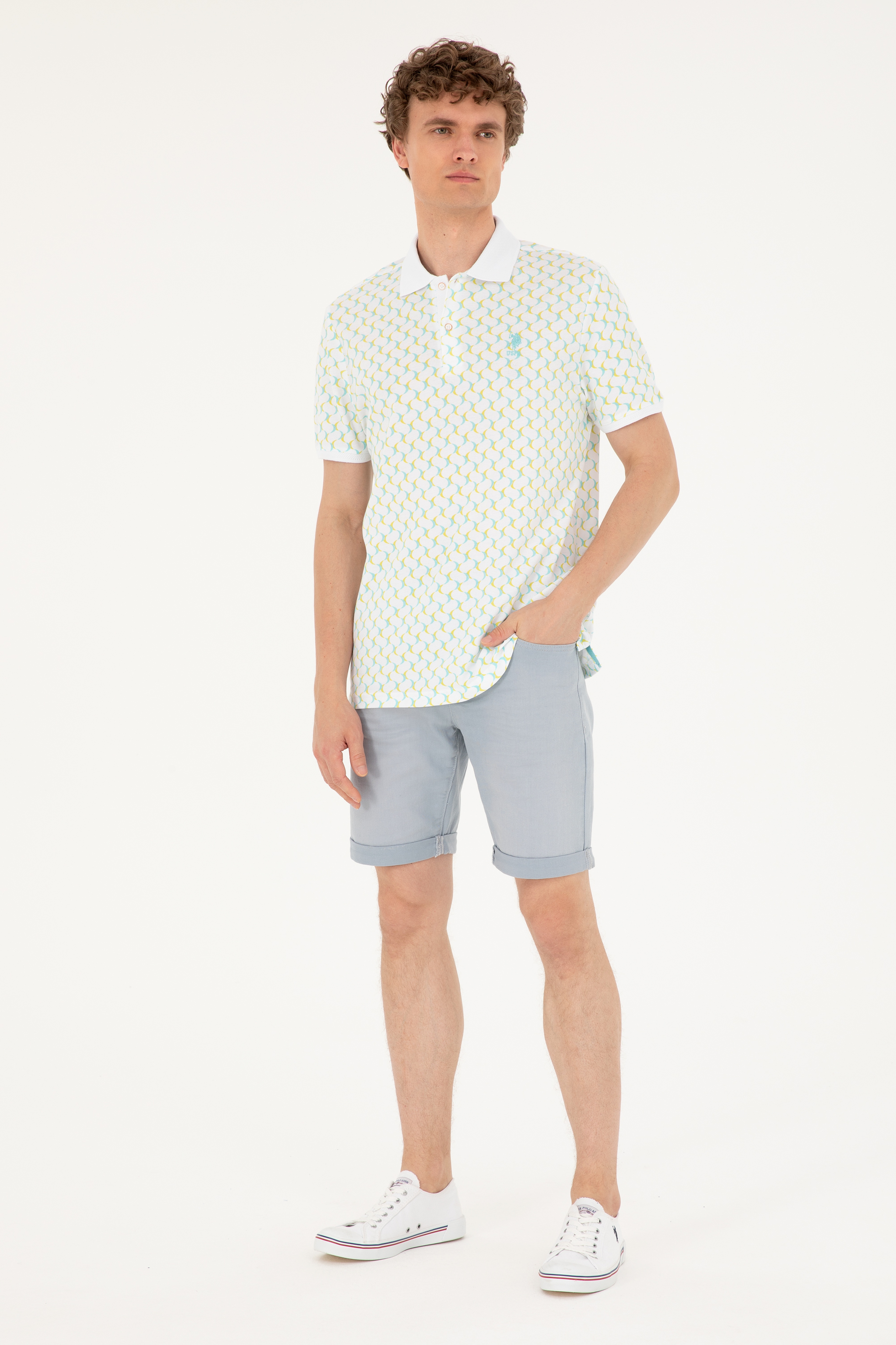 Erkek Regular Fit Polo Yaka Mint Tişört - Image 4