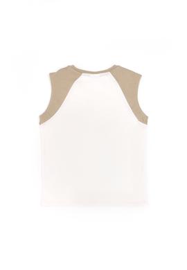 Erkek Çocuk Ekru Kolsuz Bisiklet Yaka Tişört - 50281709028