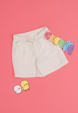 Kız Çocuk Krem Dokuma Şort - 50282932005