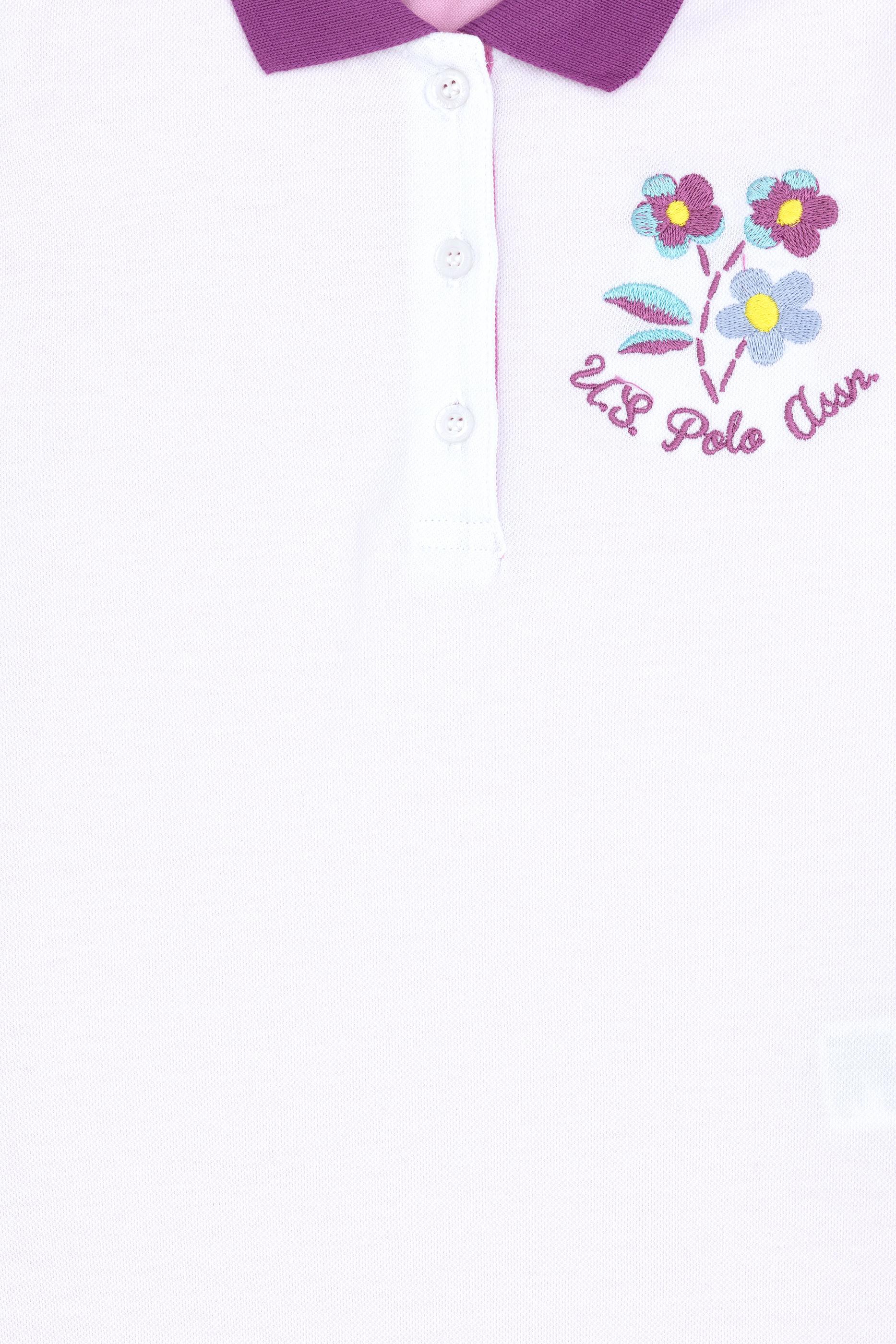 Kız Çocuk Beyaz Polo Yaka Tişört