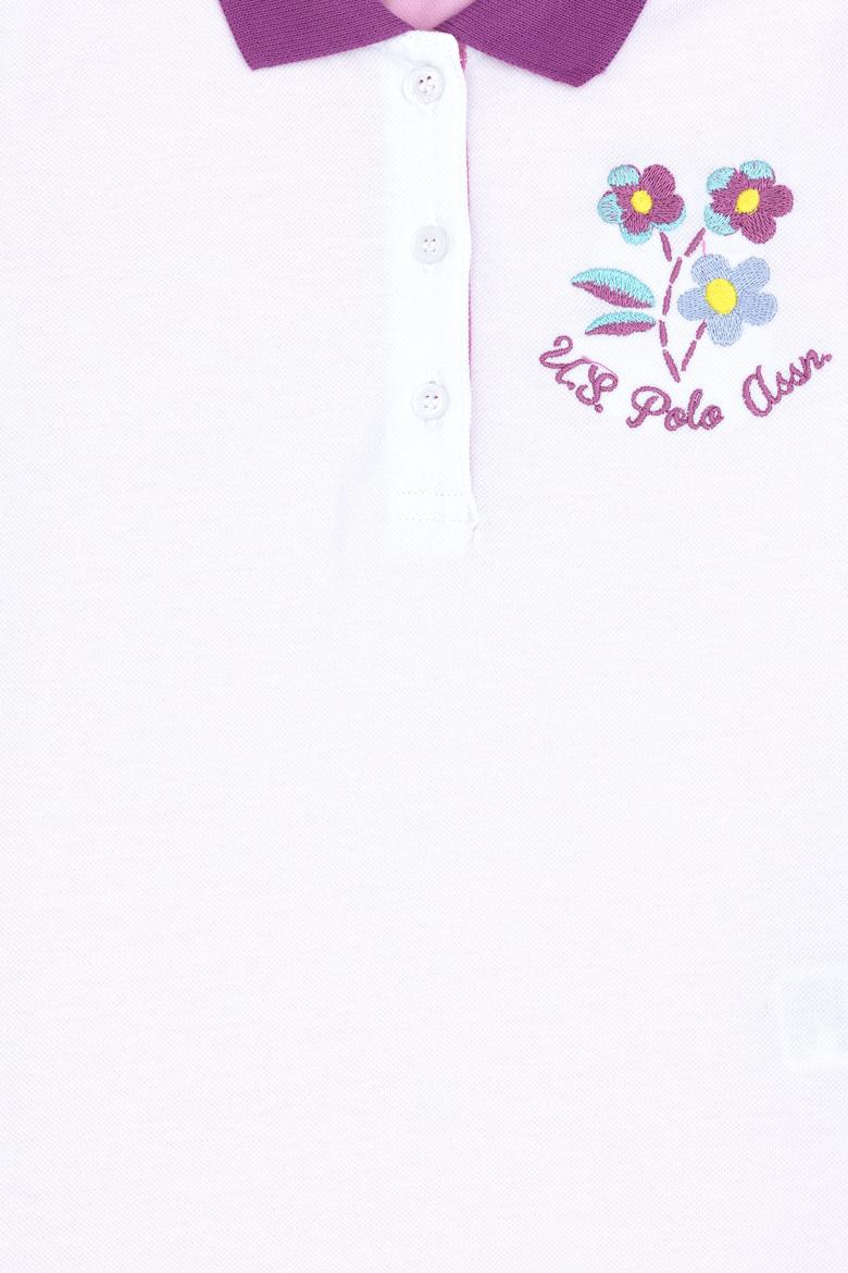 Kız Çocuk Beyaz Polo Yaka Tişört - 50283246009