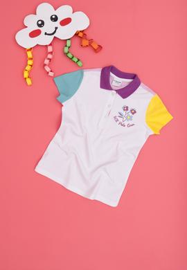 Kız Çocuk Beyaz Polo Yaka Tişört - 50283246009