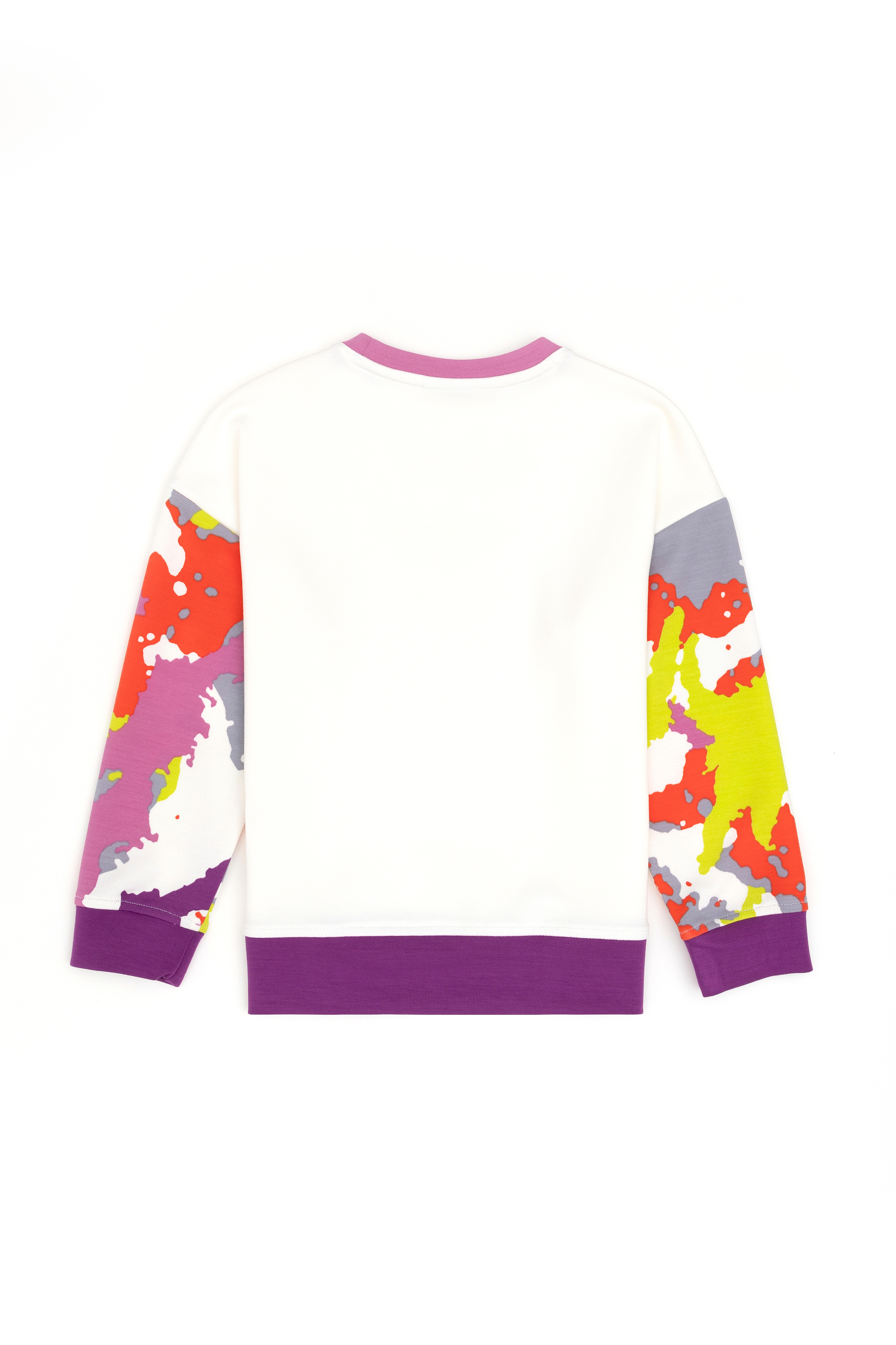 Kız Çocuk Beyaz Bisiklet Yaka Sweatshirt - Image 3