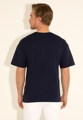 Erkek Comfort Fit Bisiklet Yaka Lacivert Tişört - 50289221011