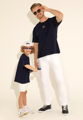 Erkek Comfort Fit Bisiklet Yaka Lacivert Tişört - 50289221011