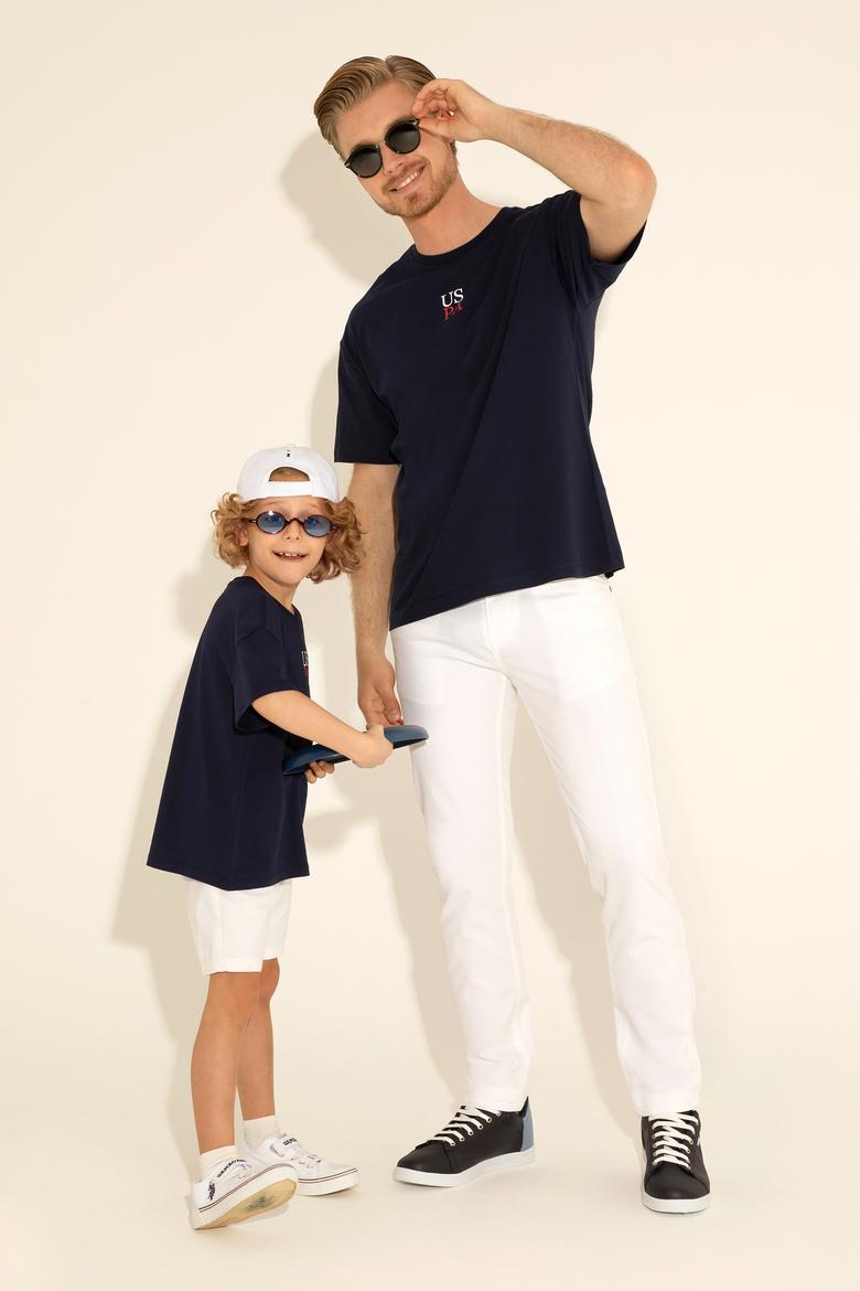 Erkek Comfort Fit Bisiklet Yaka Lacivert Tişört