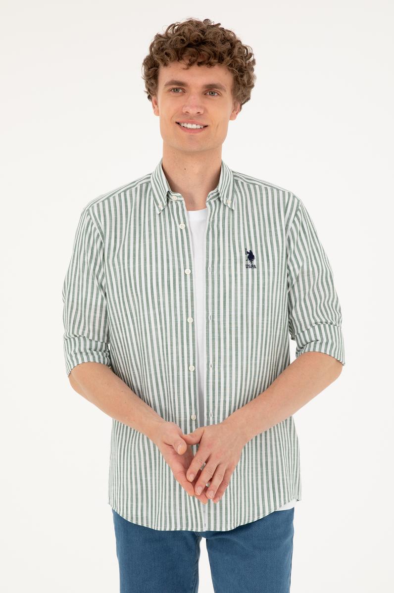 Erkek Haki Uzun Kollu Gömlek