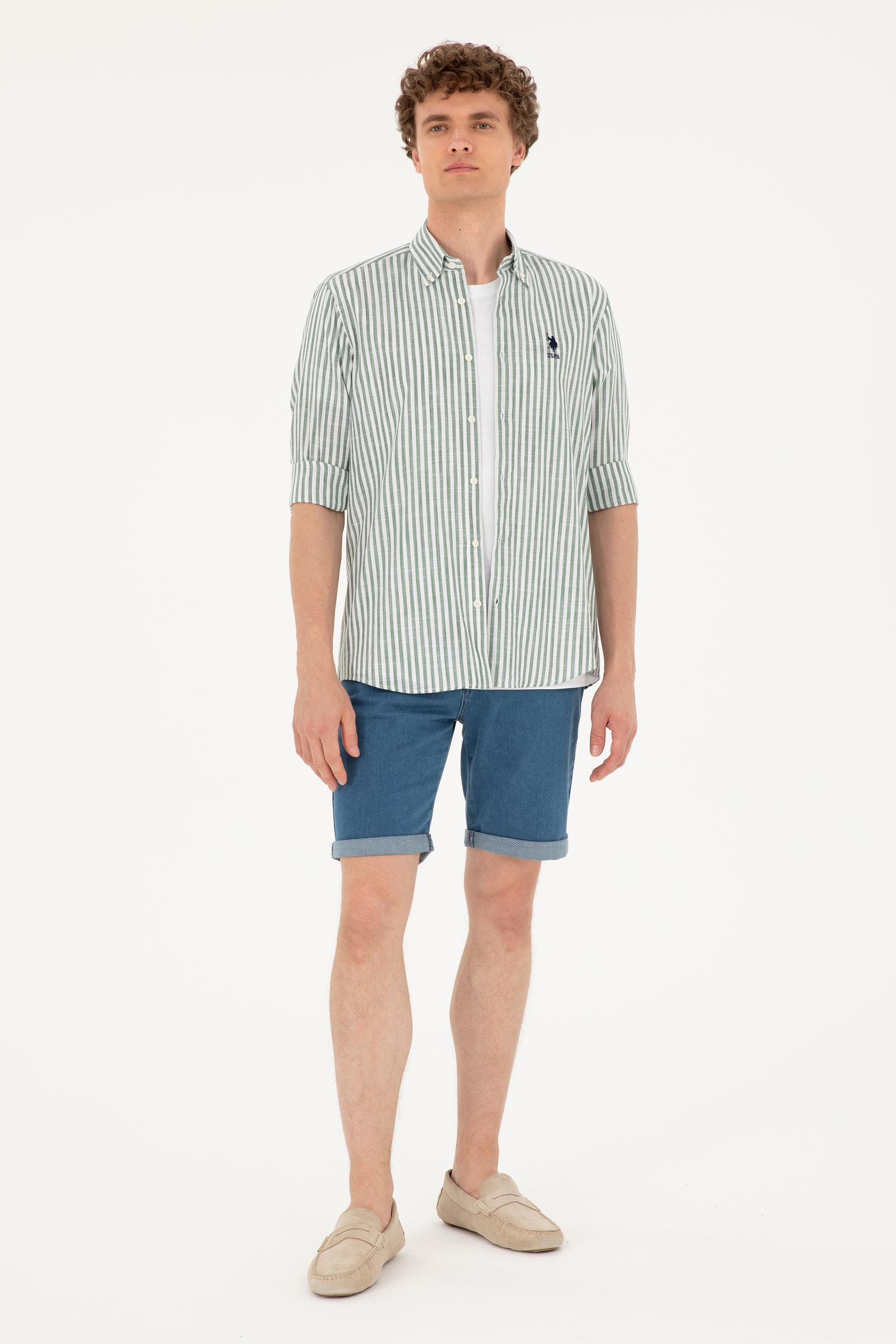 Erkek Haki Uzun Kollu Gömlek