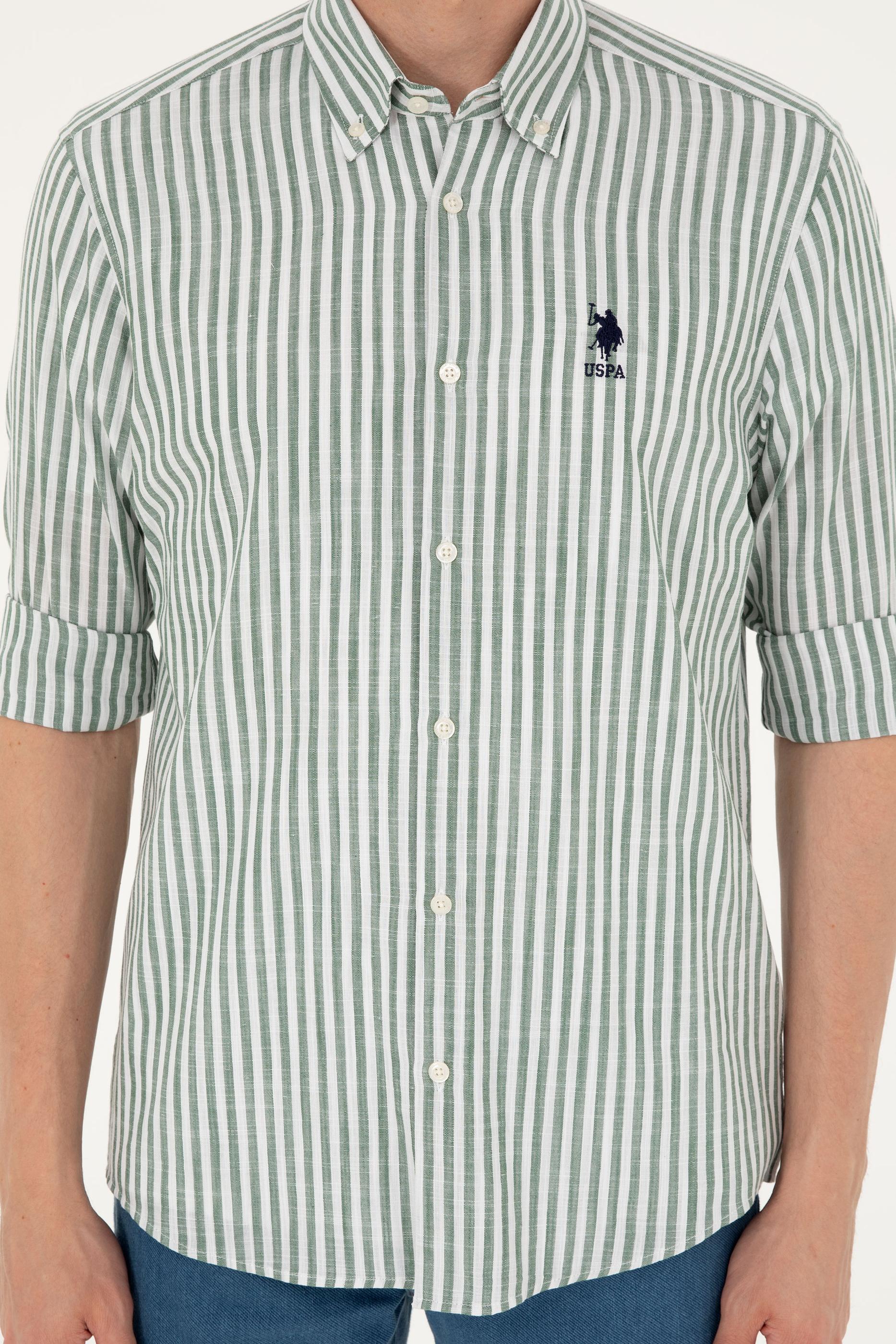 Erkek Haki Uzun Kollu Gömlek