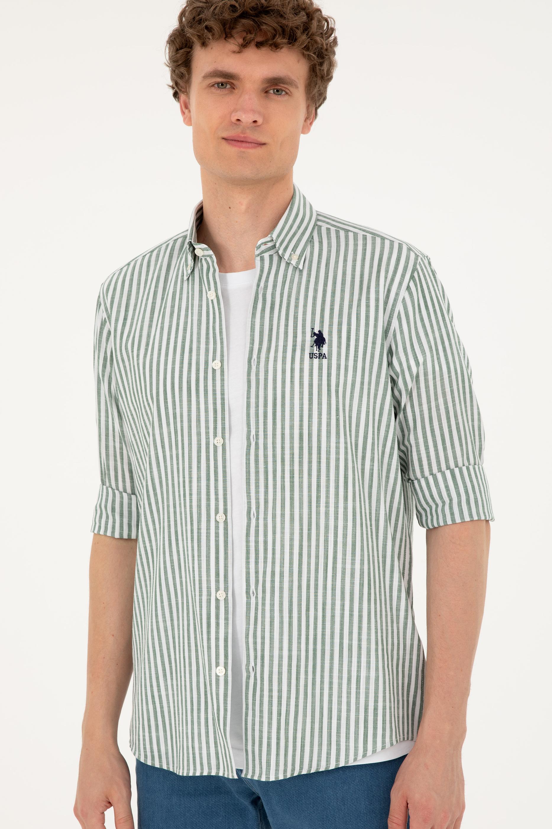 Erkek Haki Uzun Kollu Gömlek