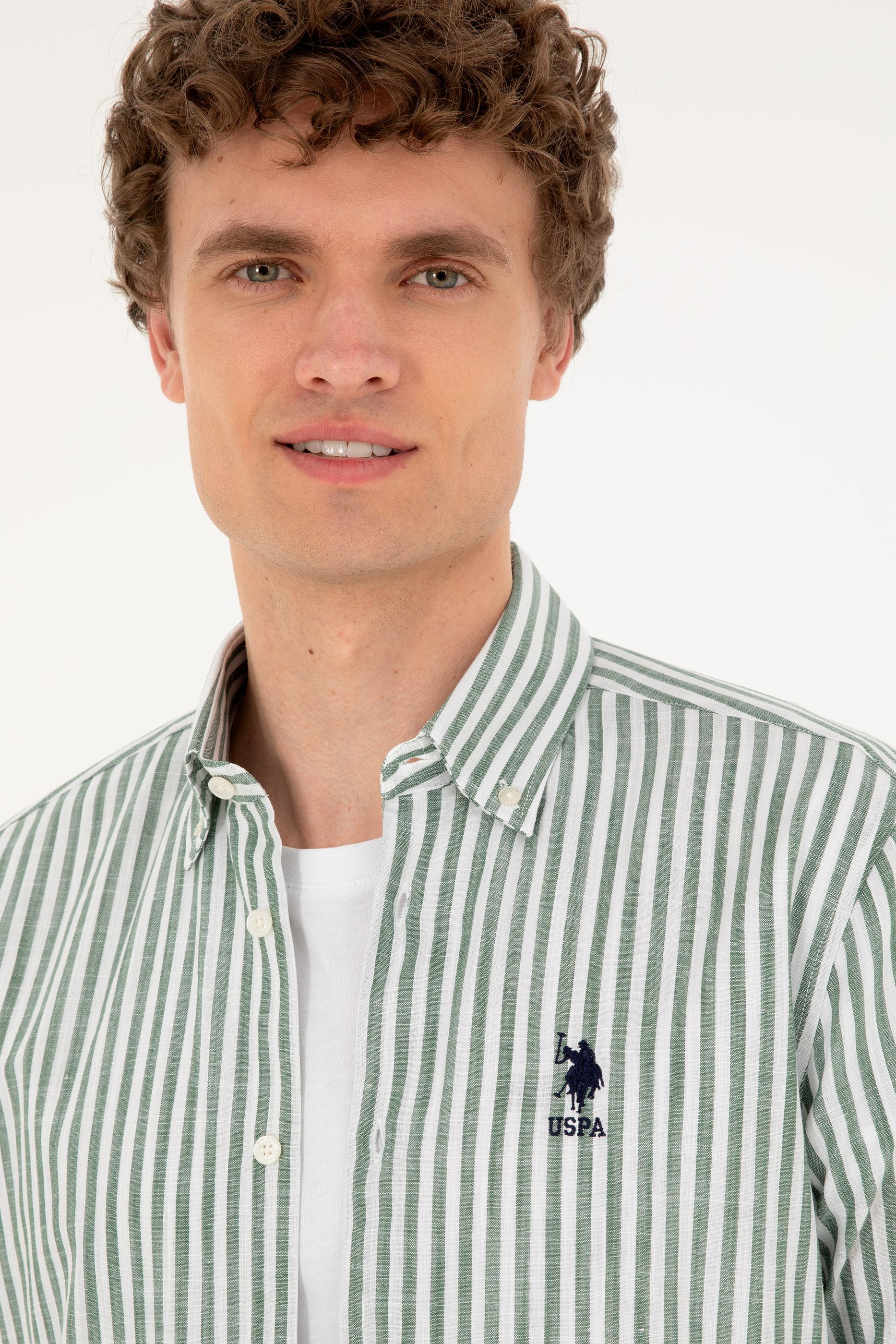 Erkek Haki Uzun Kollu Gömlek