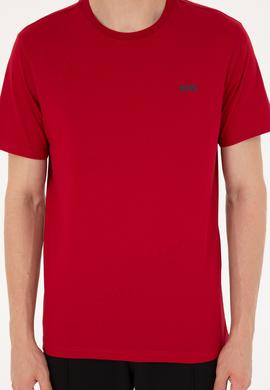 Erkek Regular Fit Bisiklet Yaka Bordo Tişört - 50294290049