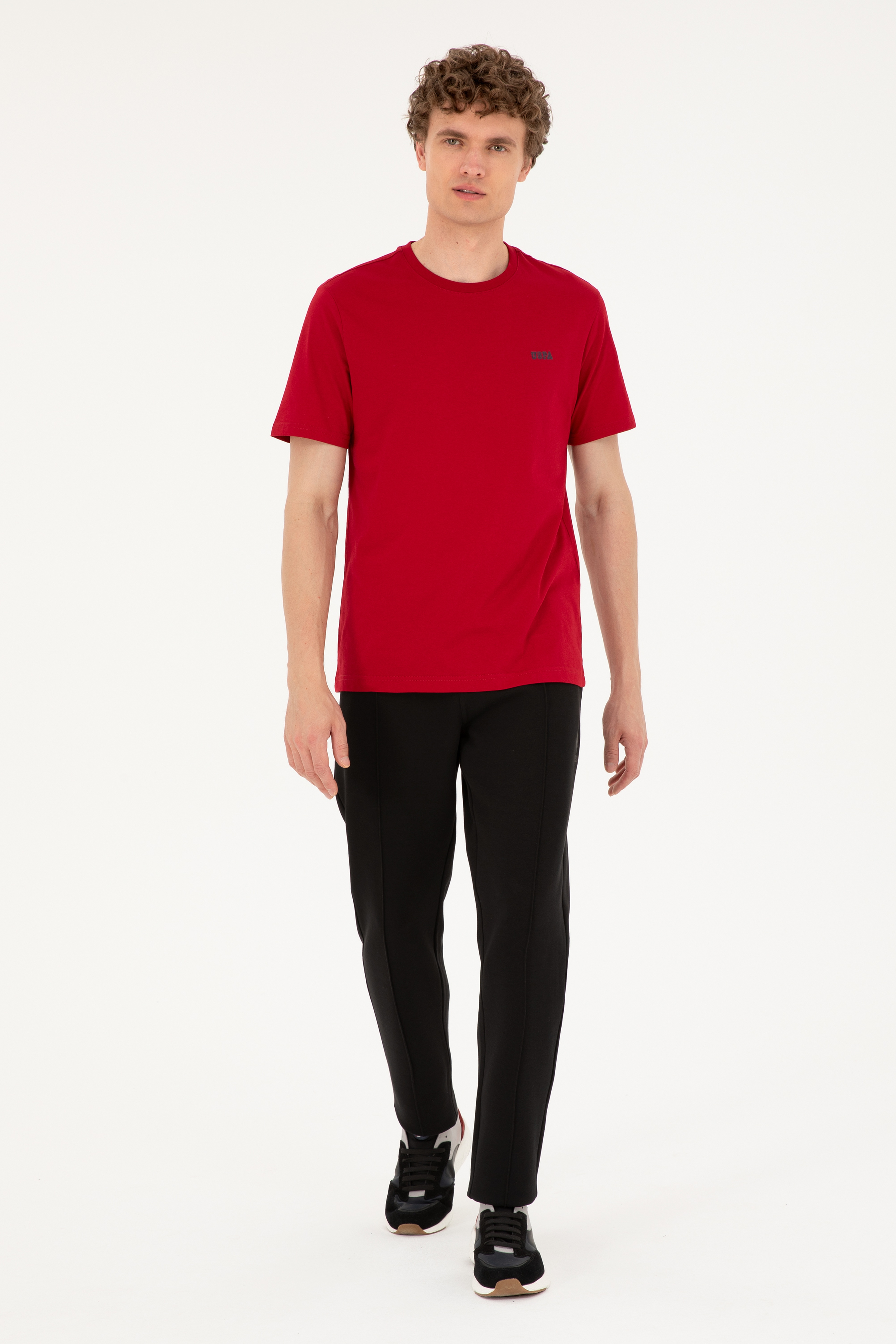 Erkek Regular Fit Bisiklet Yaka Bordo Tişört - Image 4