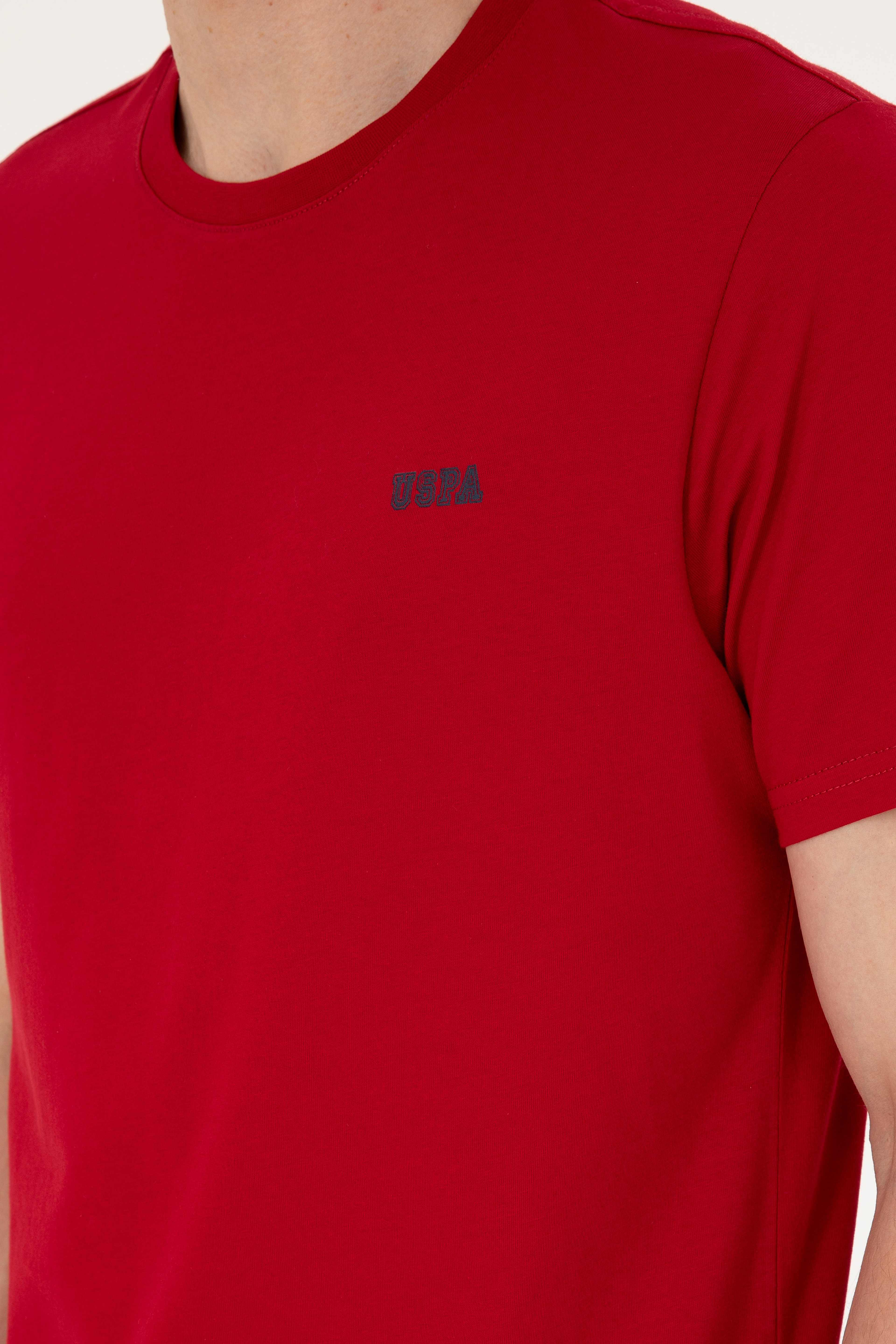 Erkek Regular Fit Bisiklet Yaka Bordo Tişört - Image 7