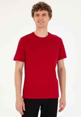Erkek Regular Fit Bisiklet Yaka Bordo Tişört - 50294290049