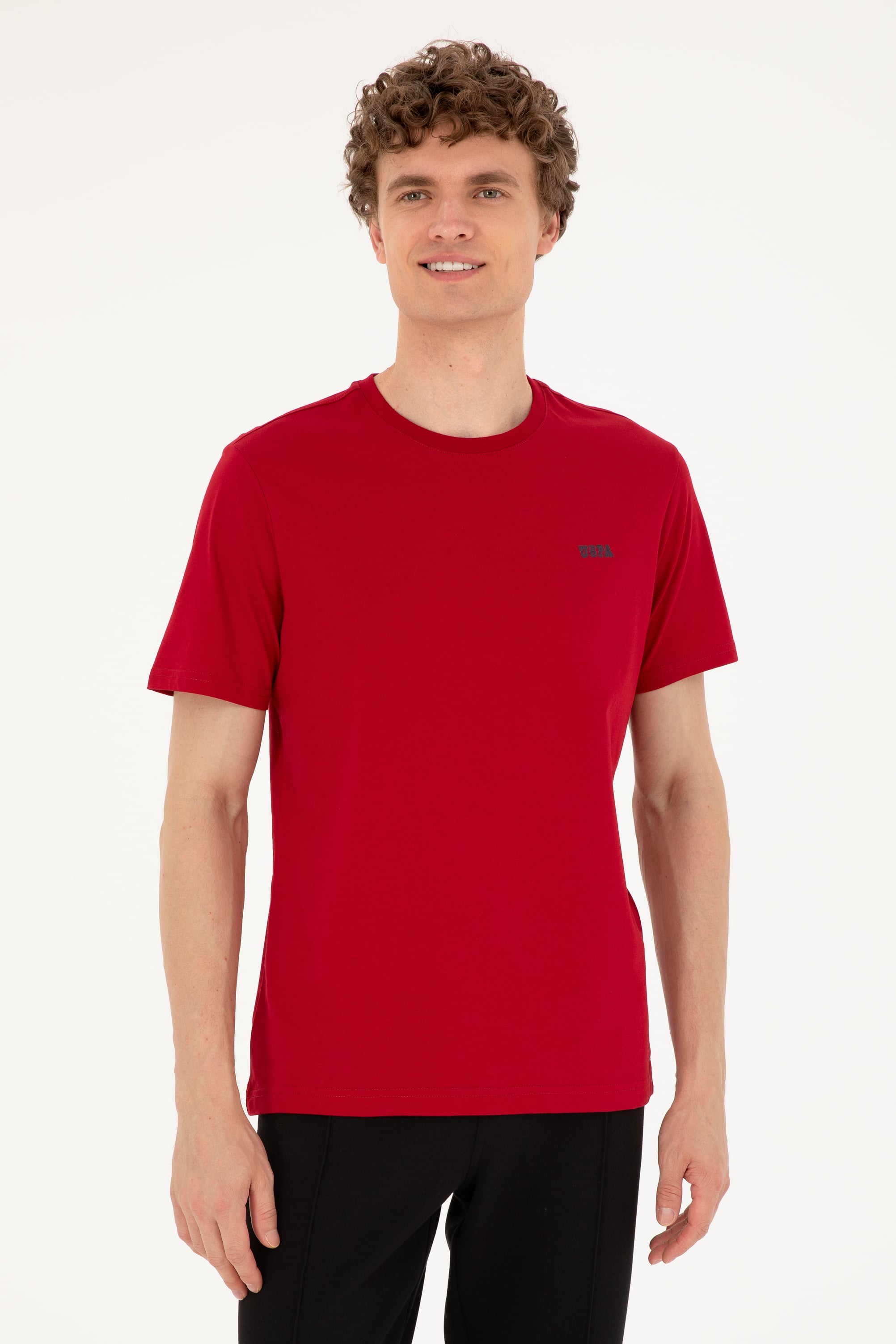 Erkek Regular Fit Bisiklet Yaka Bordo Tişört