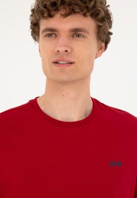 Erkek Regular Fit Bisiklet Yaka Bordo Tişört - 50294290049