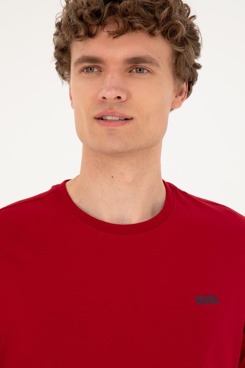 Erkek Regular Fit Bisiklet Yaka Bordo Tişört - 50294290049