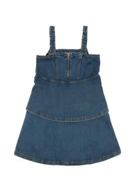Kız Çocuk Koyu Mavi Kolsuz Jean Elbise - 50283904005