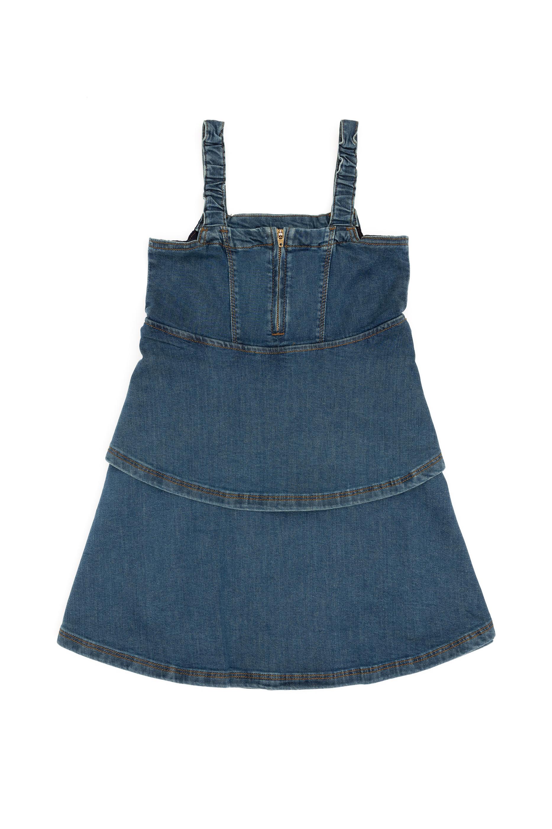 Kız Çocuk Koyu Mavi Kolsuz Jean Elbise