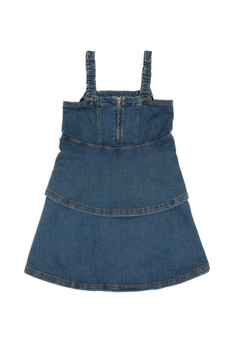 Kız Çocuk Koyu Mavi Kolsuz Jean Elbise - 50283904005