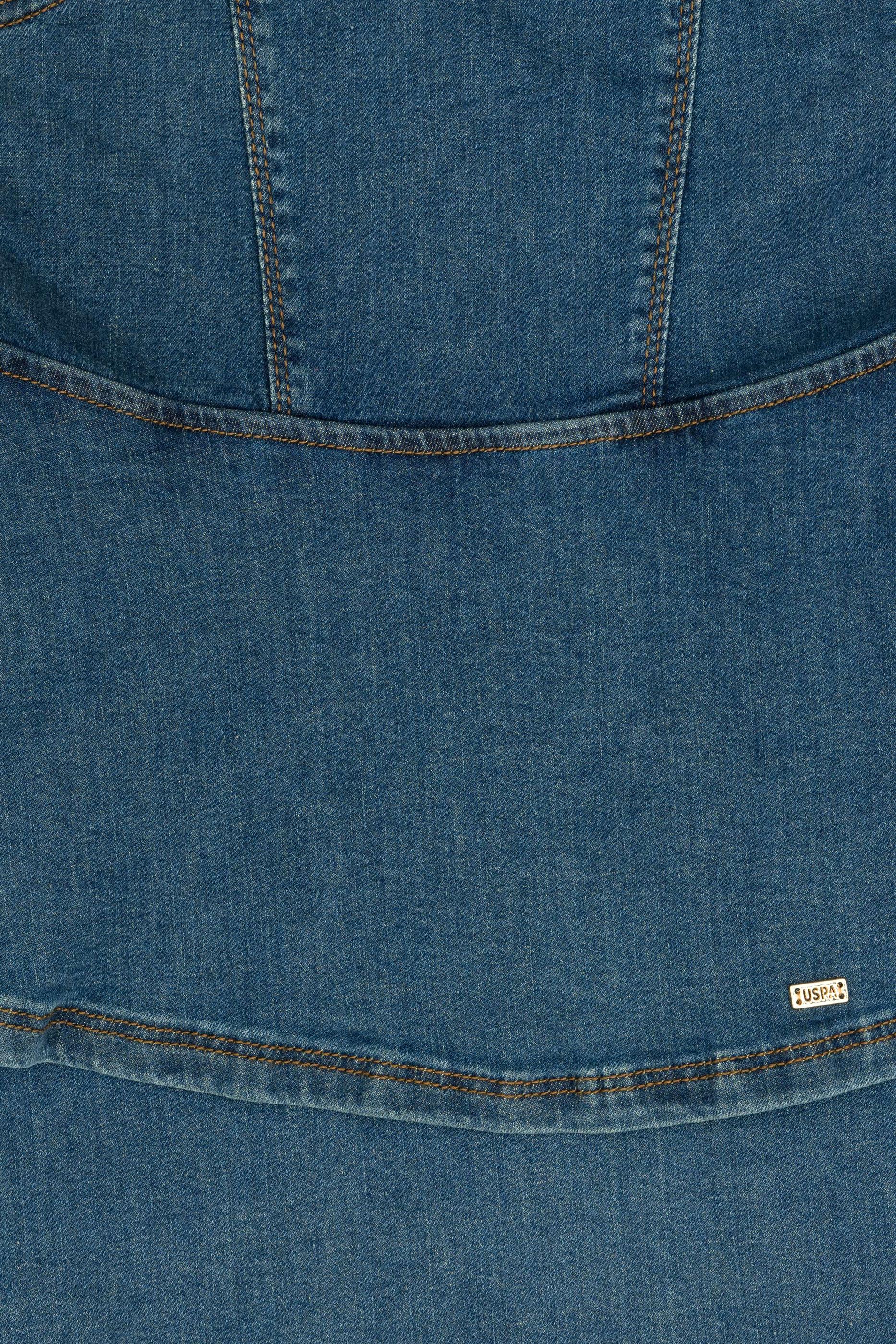 Kız Çocuk Koyu Mavi Kolsuz Jean Elbise