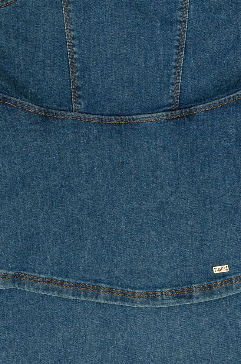 Kız Çocuk Koyu Mavi Kolsuz Jean Elbise