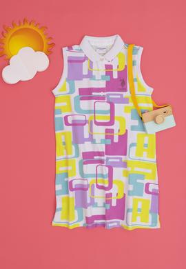 Kız Çocuk Beyaz Polo Yaka Kolsuz Örme Elbise - 50283323001