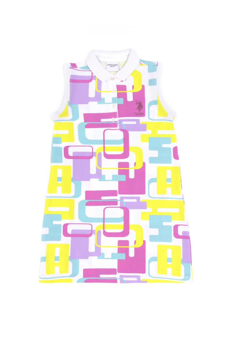 Kız Çocuk Beyaz Polo Yaka Kolsuz Örme Elbise - 50283323001