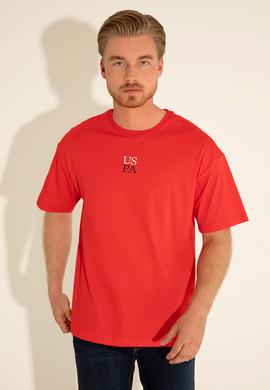 Erkek Comfort Fit Bisiklet Yaka Kırmızı Tişört - 50289221006