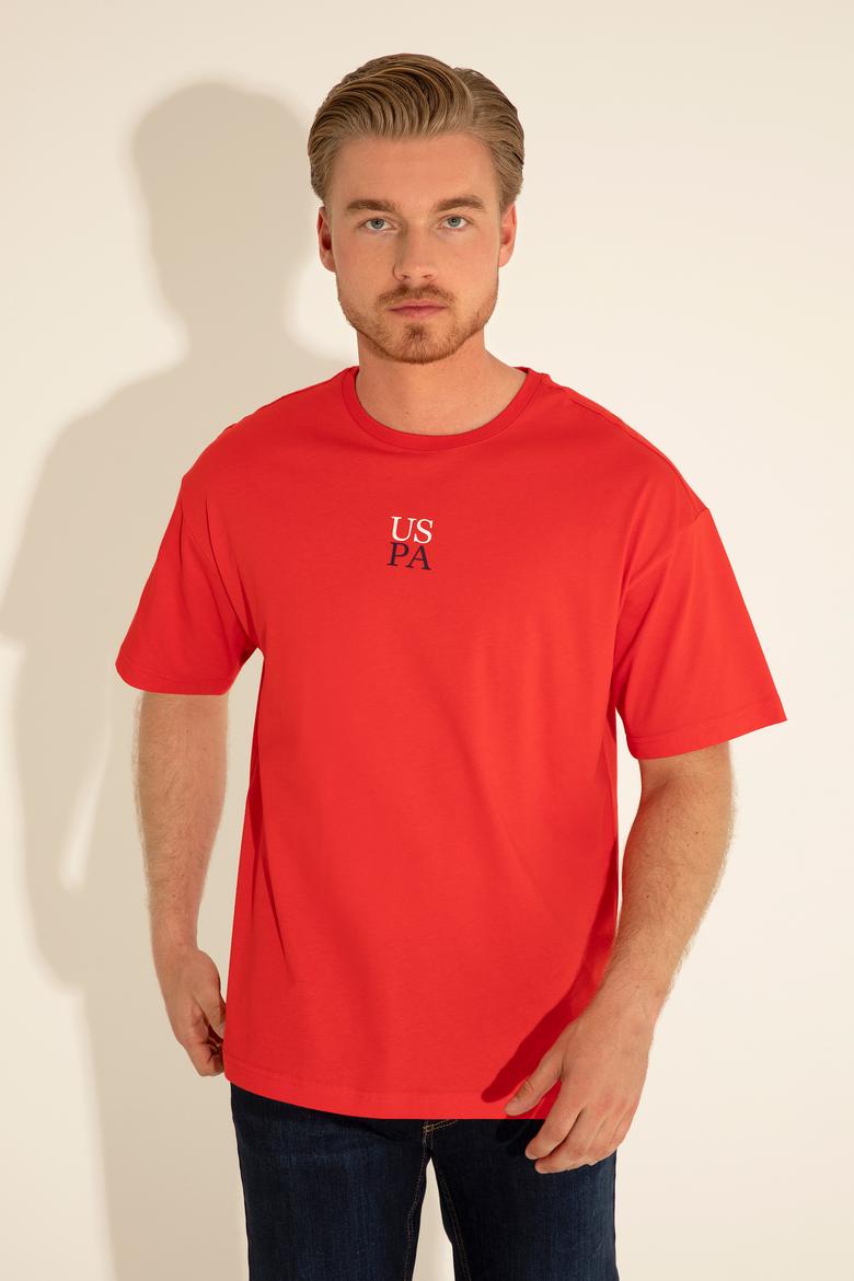 Erkek Comfort Fit Bisiklet Yaka Kırmızı Tişört - 50289221006