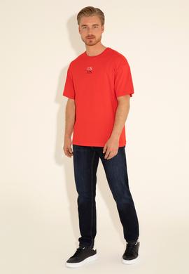 Erkek Comfort Fit Bisiklet Yaka Kırmızı Tişört - 50289221006