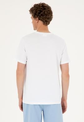 Erkek Regular Fit Bisiklet Yaka Beyaz Tişört - 50294290019