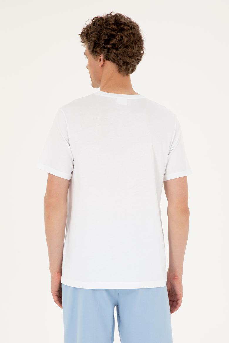 Erkek Regular Fit Bisiklet Yaka Beyaz Tişört - 50294290019