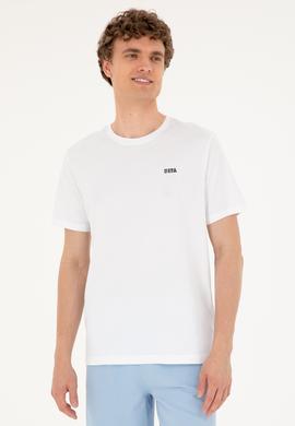 Erkek Regular Fit Bisiklet Yaka Beyaz Tişört - 50294290019