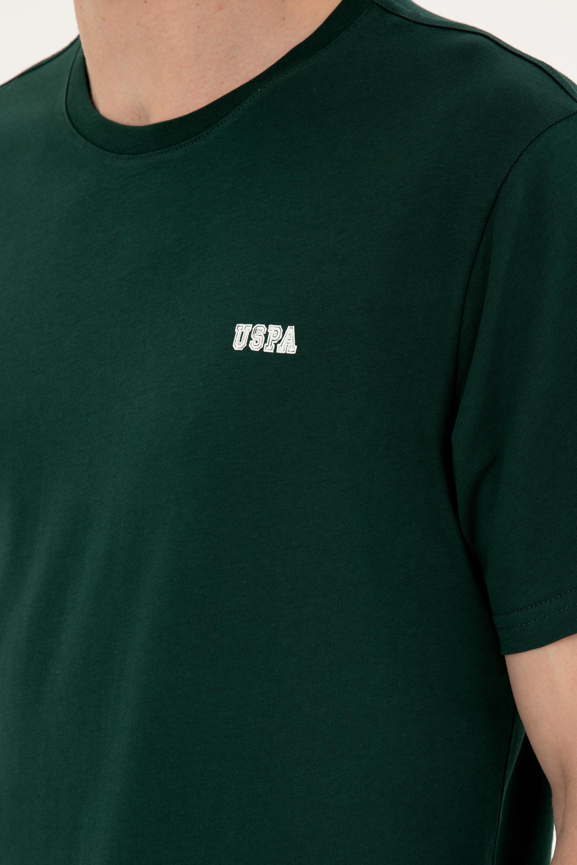 Erkek Regular Fit Bisiklet Yaka Koyu Yeşil Tişört