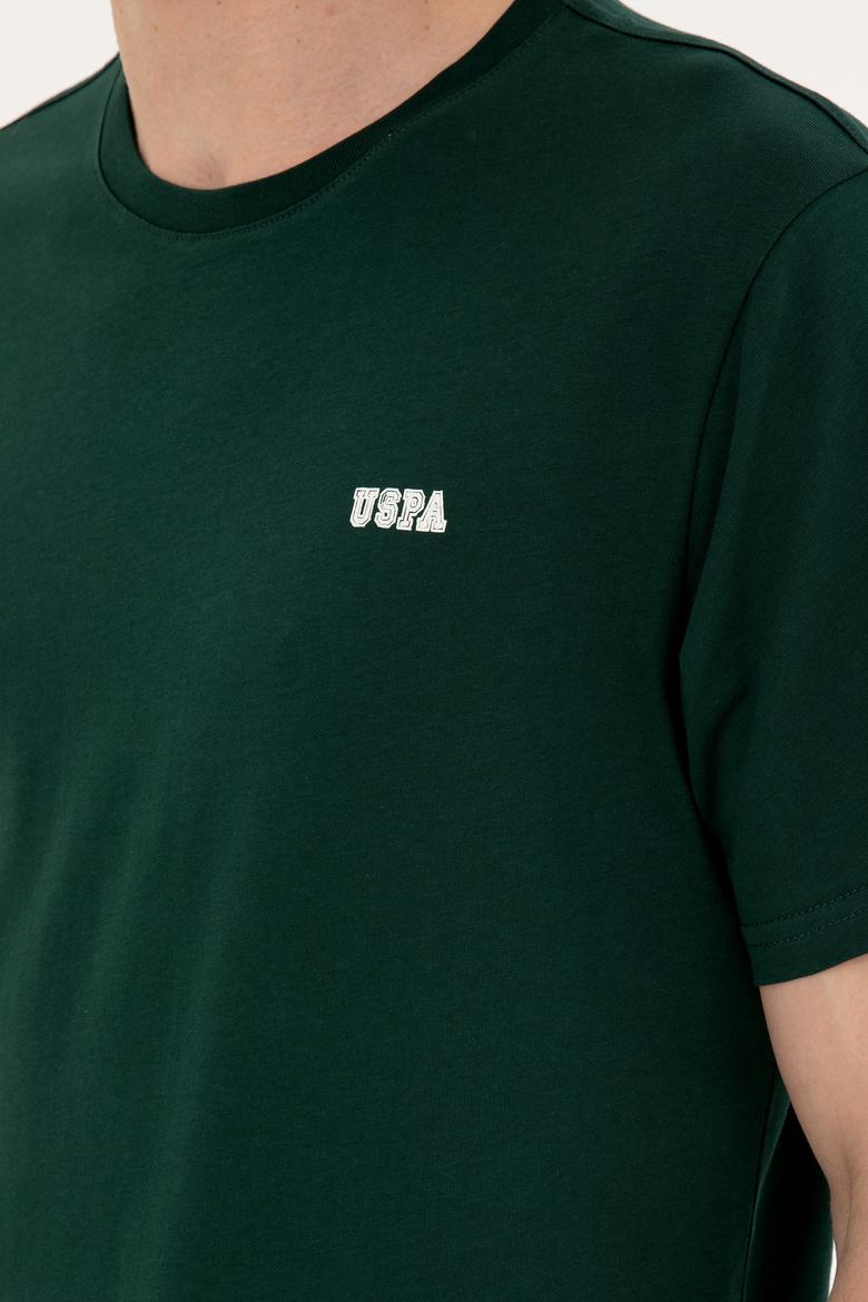 Erkek Regular Fit Bisiklet Yaka Koyu Yeşil Tişört - 50294290061