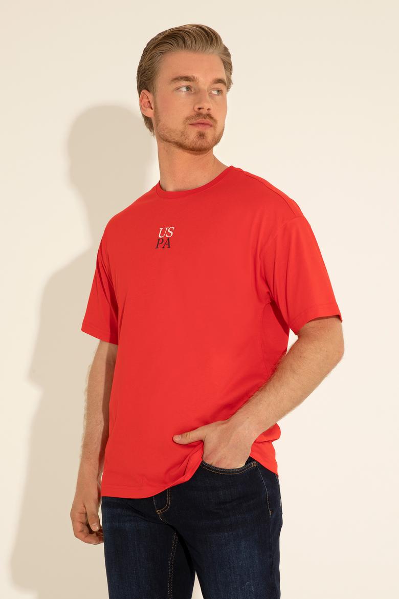 Erkek Comfort Fit Bisiklet Yaka Kırmızı Tişört - 50289221006