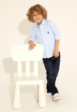 Erkek Çocuk Açık Mavi Uzun Kollu Basic Gömlek - 50288715035