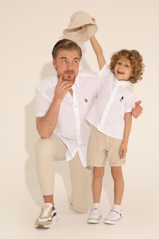 Erkek Çocuk Beyaz Basic Kısa Kollu Gömlek