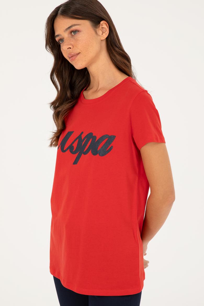 Kadın Kırmızı Bisiklet Yaka Tişört - 50288687030