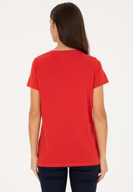Kadın Kırmızı Bisiklet Yaka Tişört - 50288687030
