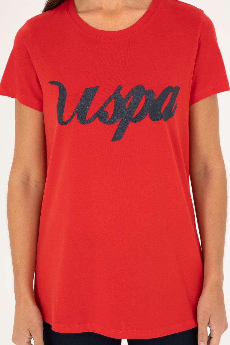 Kadın Kırmızı Bisiklet Yaka Tişört - 50288687030