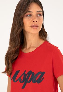 Kadın Kırmızı Bisiklet Yaka Tişört - 50288687030