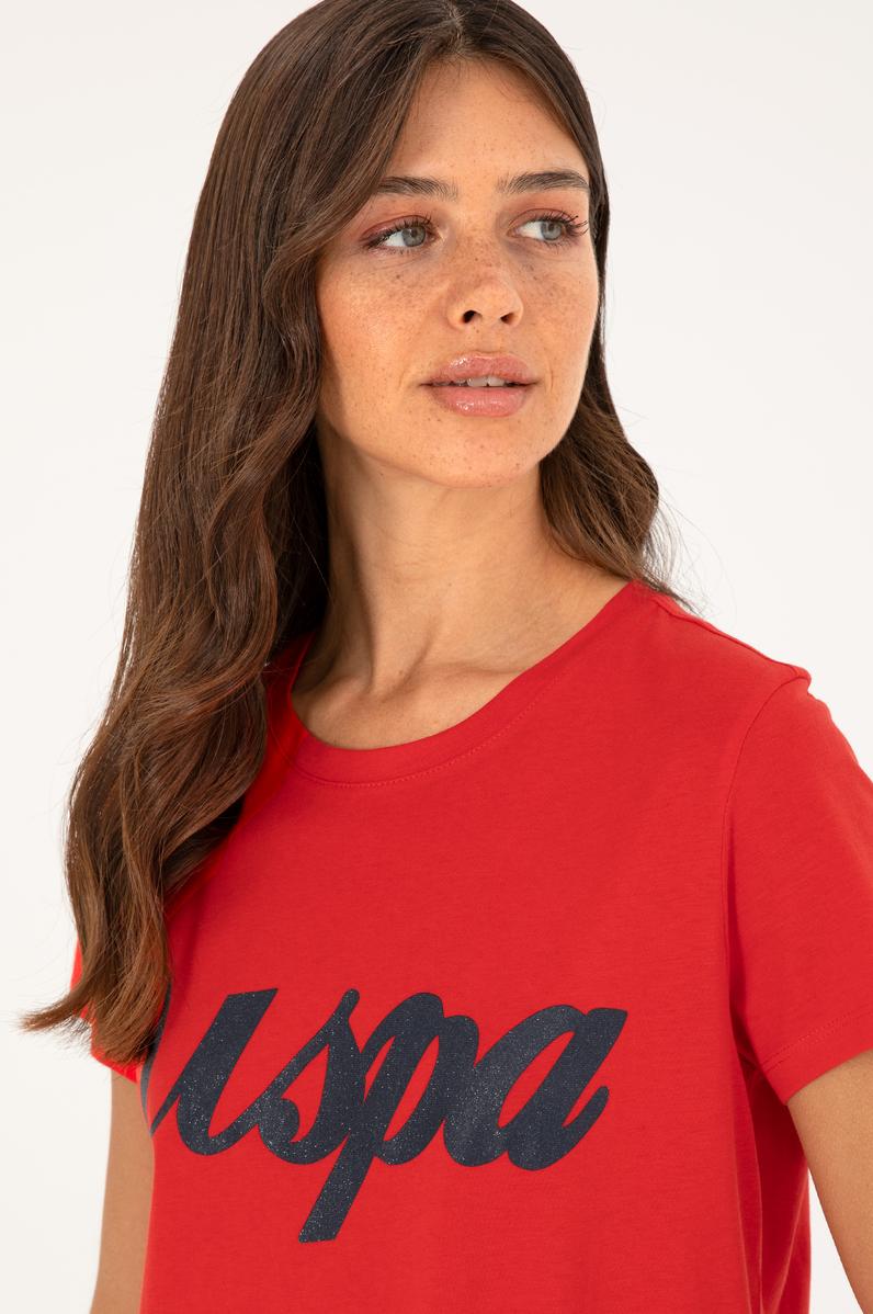 Kadın Kırmızı Bisiklet Yaka Tişört