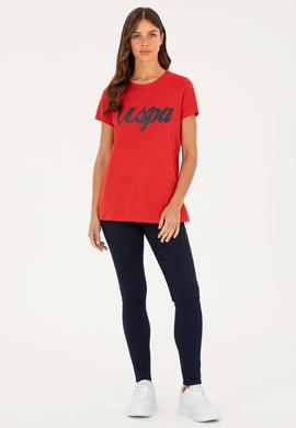 Kadın Kırmızı Bisiklet Yaka Tişört - 50288687030