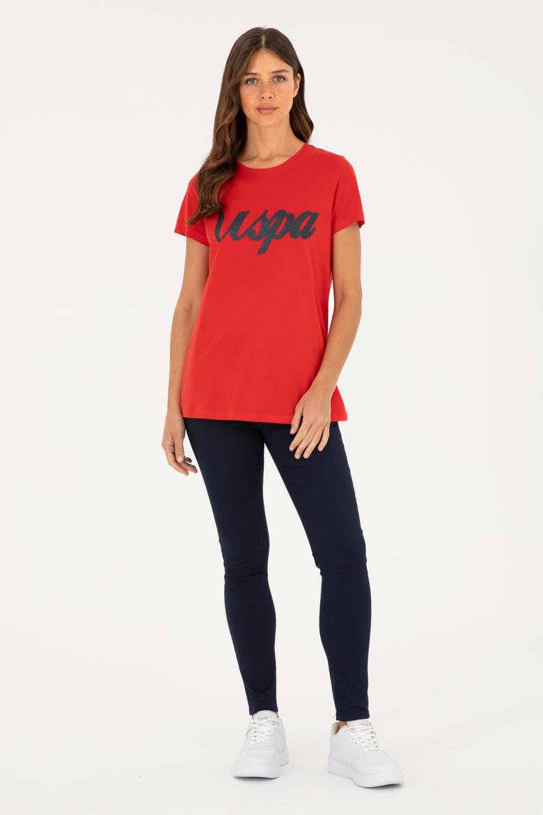 Kadın Kırmızı Bisiklet Yaka Tişört - 50288687030