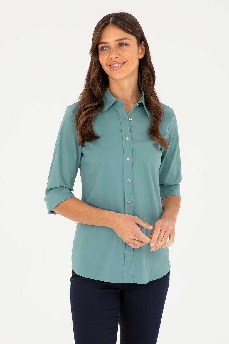 Kadın Mint Uzun Kollu Basic Gömlek
