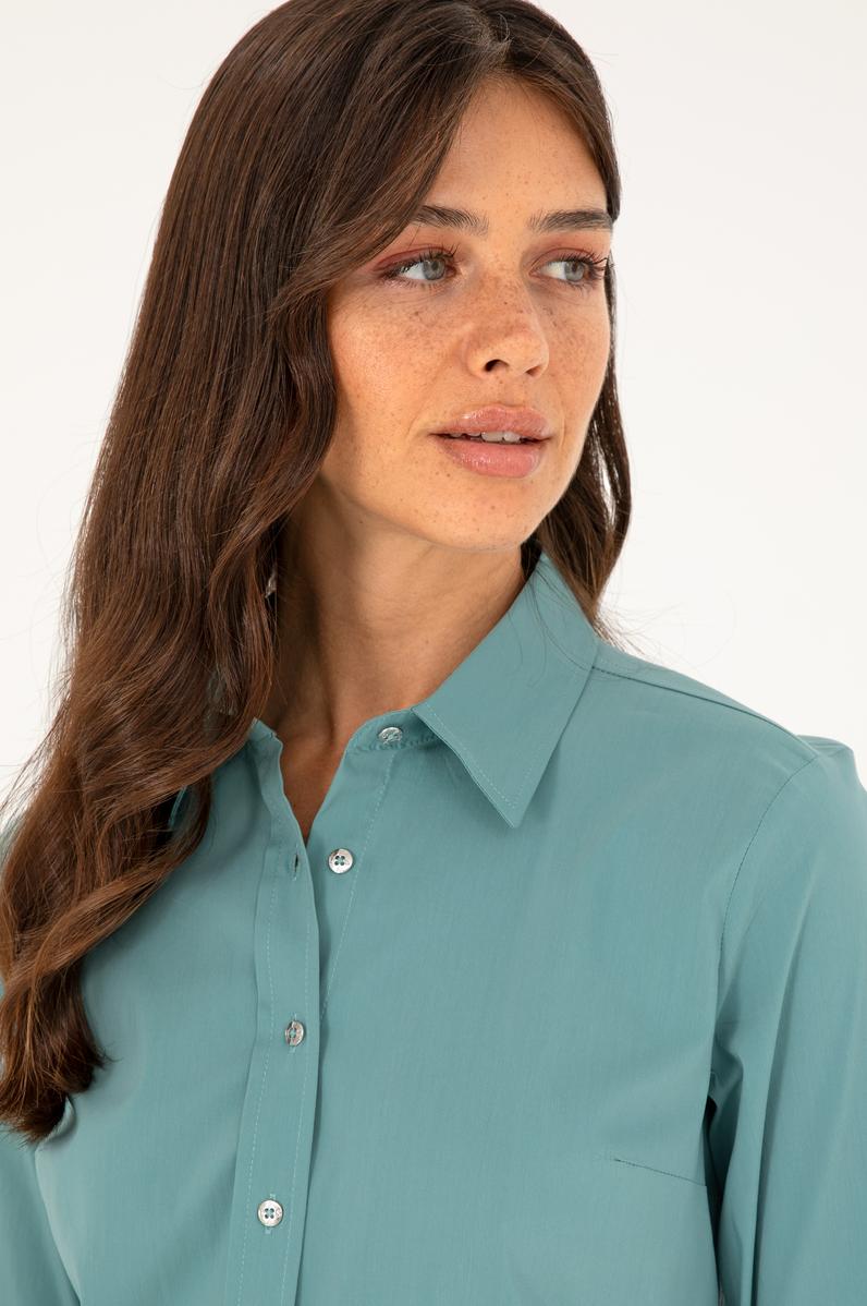 Kadın Mint Uzun Kollu Basic Gömlek
